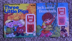 Peter Pan Records Jack & the Beanstalk and 3 Little Pigs Book & Record Vinyl 45 - Picture 1 of 1