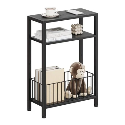 Narrow Side Table with Storage Basket, Small End Table for Small Spaces, Slim... - Image 1 of 4