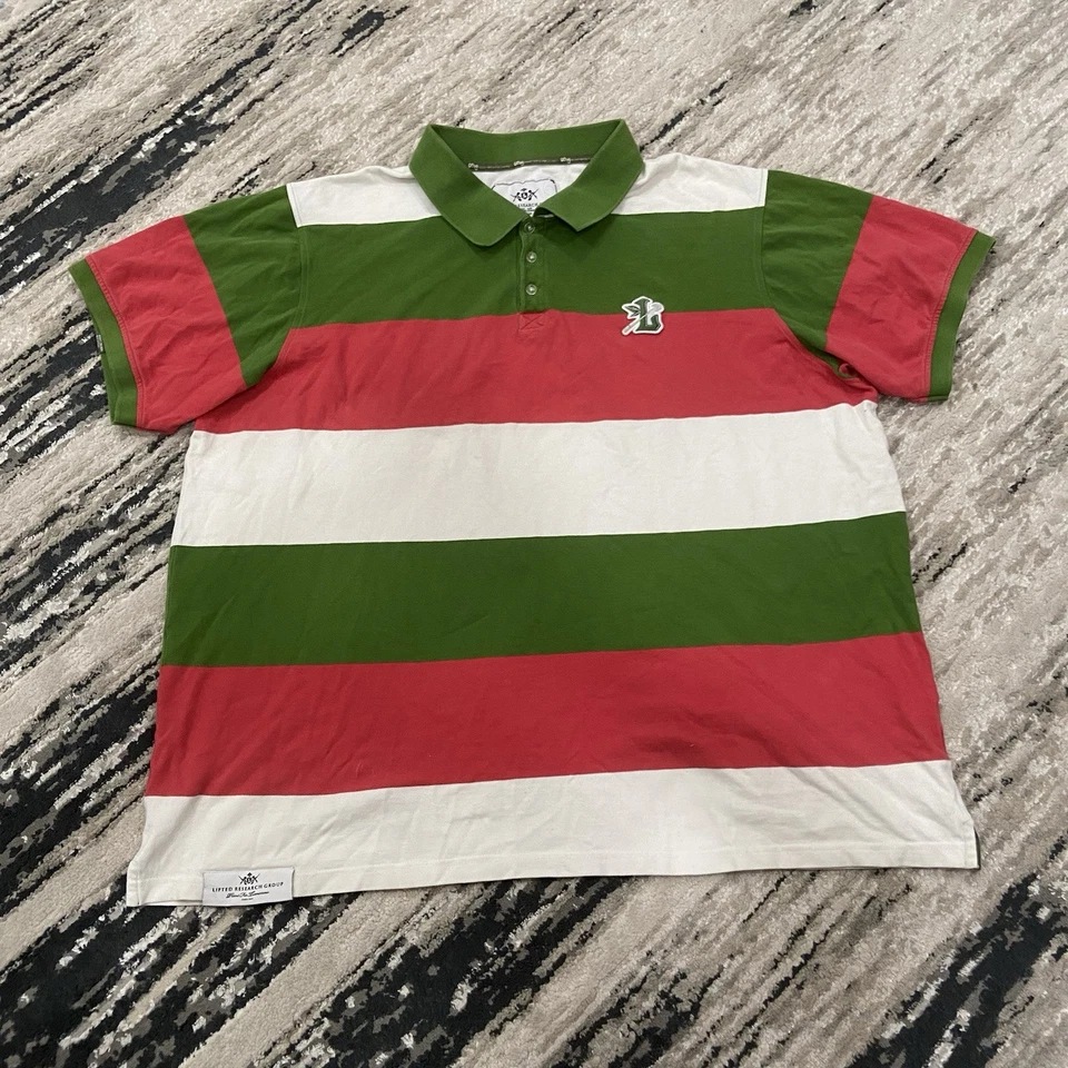 LRG Lifted Research Group Rasta Stripe Polo 3 Button Shirt Size 5XL - Image 1 of 4
