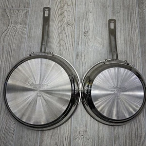 Cuisinart Skillets Frying Saute Pans Stainless Steel 10" & 8" Set Of 2 Clean! - Picture 1 of 9
