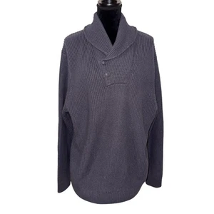 Duluth Trading Mens Large Fishermans Sweater Dark Gray Shawl Collar Elbow Patch - Picture 1 of 13