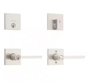 Kwikset Halifax Satin Nickel Türgriff Combo gleichschließend Eingang und Riegel Sicherheit - Bild 1 von 8
