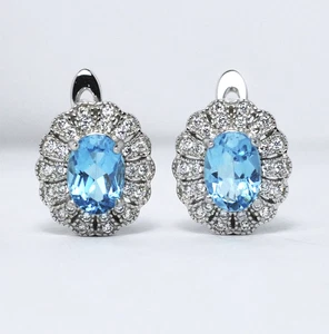 ORRECCHINI IN ARGENTO CON TOPAZI BLU AZZURRI - Foto 1 di 6