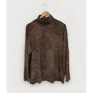 Lands End Damen Rollkragen Langarm 2X Leopardenmuster Shaped Fit Stretch - Bild 1 von 8