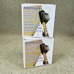 Taglierina rotolo carta da imballaggio manico facile scorrevole confezione regalo Natale compleanno 2 pz - Foto 1 di 9