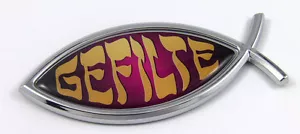 Gefilte Fish Jesus Fish Ichthus Pisces Car Chrome Emblem Decal 3D Sticker - Imagen 1 de 2