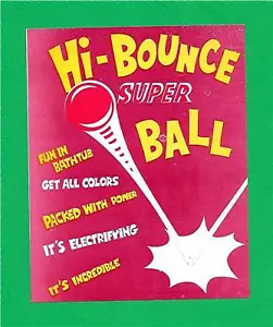 Old Hi Bounce Super Ball Toy Vending Machine Sign - Picture 1 of 1