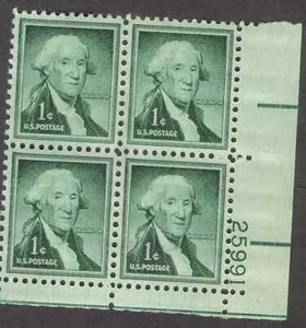 US. 1031. 1c. George Washington, Liberty. PB4 #25991 LR. MNH. 1956 - Picture 1 of 2