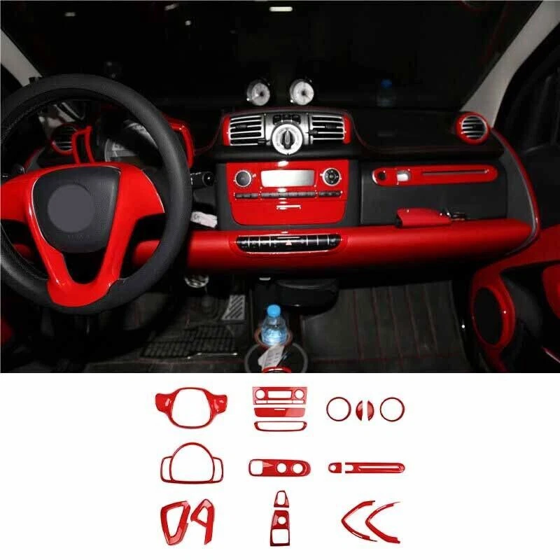 Cover Trim Bright Red Decoration Frame For Benz Smart Fortwo 2009-2015 Interior Foto 1 de 4