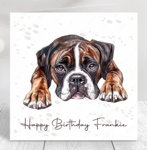 PERSONALISED BOXER DOG BIRTHDAY CARD, MOTHER'S DAY, FATHER'S DAY, GET WELL SOON - Picture 1 of 19