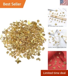 350Pcs Assorted Antique Gold Charms for Stylish Jewelry Making - DIY Essentials - Picture 1 of 9