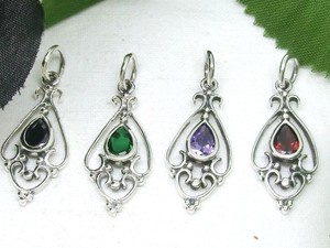 Jugendstil Vintage Anhänger Sterling Silber 925 Zirkonia verschiedenen Farben