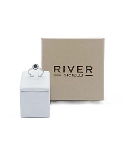 Anillo Mujer Hecho de Oro Blanco 18kt Con Zafiro 0.46ct Y Diamanti.nuovo - Imagen 1 de 12