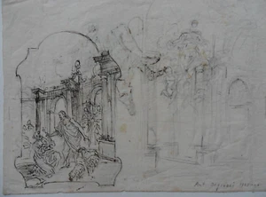 ATTRIBUTED TO ANTONIO ORGIAZZI IL VECCHIO 1709-1788 INK DRAWINGS DOUBLE SIDED - Picture 1 of 11