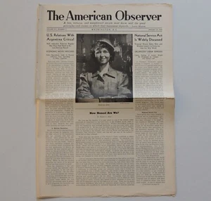 American Observer Newspaper 1944 WW II Paper Woman War Workers Service Act - Picture 1 of 14