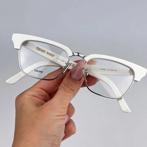 Celine Women Eyeglasses Palladium White Demo Geometric CL50026U 017 BRAND NEW - Picture 1 of 10
