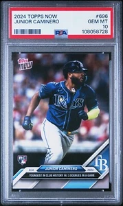 2024 Topps Now MLB 696 Junior Caminero RC Tampa Bay Rays PSA 10 - Picture 1 of 2