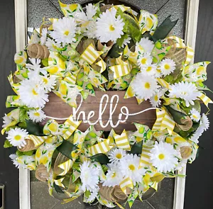 Ghirlanda porta anteriore XL HELLO limone lime margherita deco rete fatta a mano decorazione estiva - Foto 1 di 6
