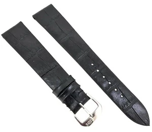 Watch Strap Crocodile Embossing 18/14mm Black Clasp Very Flat / 19 - Picture 1 of 4