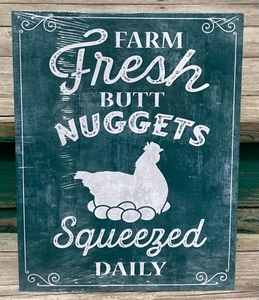 16x12" Farm Fresh Butt Nuggets TIN SIGN chicken egg coop farmhouse country decor - Picture 1 of 9