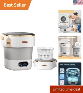Efficient 15L Portable Clothes Washer with Dehydration Basket - Travel-Friendly - Picture 1 of 8