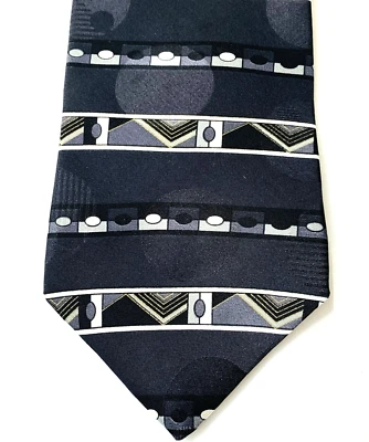 Corbata de cuello Zylos George Machado 100 % seda italiana negra, blanca, gris 4 x 57 pulgadas Foto 1 de 4