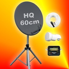 Mobile Sat-Anlage: Dreibein-Stativ, 60cm Spiegel, LNB, Sat-Finder, Anschluss-Set