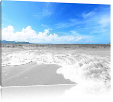 Playa de Arena Con Ola Azul Azur Cielo Foto en Lienzo Decoración Pared Impreso
