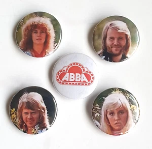 ABBA Badge Button Set 25mm 1" Pins Pinback Bjorn Benny Agnetha Frida 1970s - Picture 1 of 10