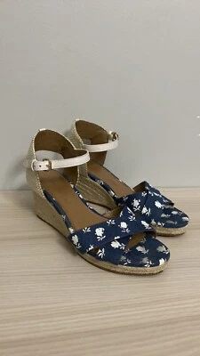 Sandalias de cuña Coach para mujer alpargatas de mezclilla florales azules talla 7,5  Foto 1 de 4
