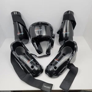 Championship Martial Arts Gear Head Hands Feet Pads Black Adult M-L Well Cleaned - Picture 1 of 24