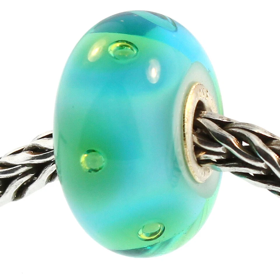 Authentic Trollbeads Glass 61168 Turquoise Bubbles 7 Retired