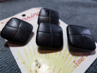 4 Vintage Antique Lansing Celluloid Composit Buttons Black 7/8" Inch - Image 1 of 2