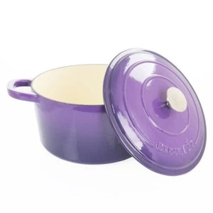 Crock-Pot Artisan Lavender Purple 2 Pc 5 Qt Enameled Cast Iron Dutch Oven w Lid - Picture 1 of 9