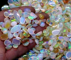 100 Ct A1 Quality Natural Ethiopian Opal Cabochon Lot Welo Opal Making Jewellery - Picture 1 of 6