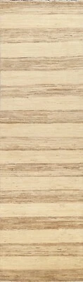 Gestreift Zeitgenössisch Gabbeh Kashkoli Oriental Teppich Läufer Handgeknüpft - Bild 1 von 4