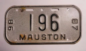 Oldtimer Wisconsin 1986-87 Mauston Fahrrad Nummernschild  - Bild 1 von 1