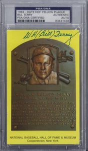 Bill Terry Signed HOF Plaque Postcard - PSA DNA - Picture 1 of 1