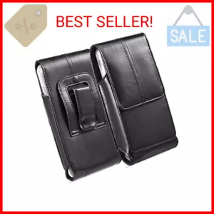 Cell Phone Belt Holster Waist Pouch, 5.5" Universal Vertical Leather Flip Cover - Picture 1 of 2