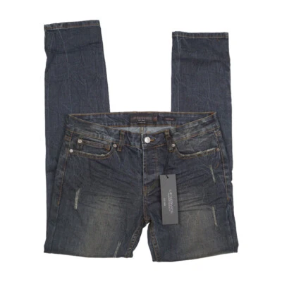 JEANS LAVADOS VINTAGE CALCE AGUJA ÍNDIGO PARA HOMBRE LIP SERVICE ETIQUETA NEGRA/ROJA Foto 1 de 2