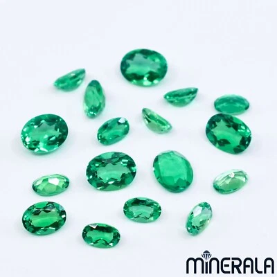 LAB GROWN GREEN COLOMBIAN EMERALDS GEMSTONE OVAL FACETED 4x6mm-8x10mm WP027AC - Image 1 of 4
