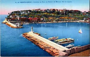 Vintage Monte-Carlo Hafenansicht Monaco Casino Farbpostkarte 1945 - Bild 1 von 2