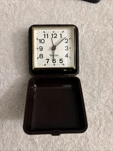 Vintage Westclox Travel Alarm Clock Folding Hard Case Wind Up  Working - Picture 1 of 13