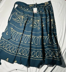 Rajrang Women’s Long Wrap Skirt Blue Gold Size Large NWT - Picture 1 of 8