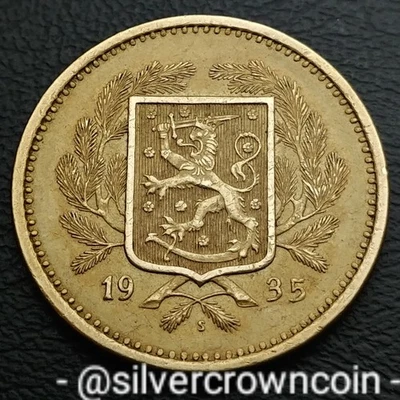 Finland 🇫🇮 20 Markkaa 1935 S. KM#32. 20$ coin. Low Mintage. Rampant Lion.  - Image 1 of 4