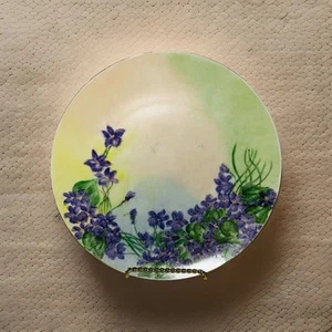 Vintage Hand Painted Signed By Artist Plate Purple Flower - Picture 1 of 4