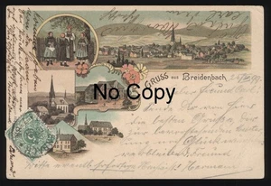 #1622 AK Litho Breidenbach Kr. Marburg-Biedenkopf Ansichten Trachten gel.1899 - Bild 1 von 2