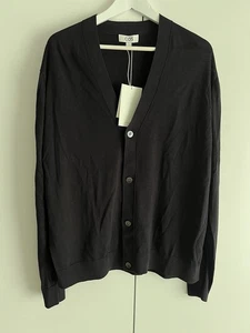 COS Cardigan Size X-Large Black V Neck Relaxed Fit 55% Silk | 45% Cotton NEW - Picture 1 of 11