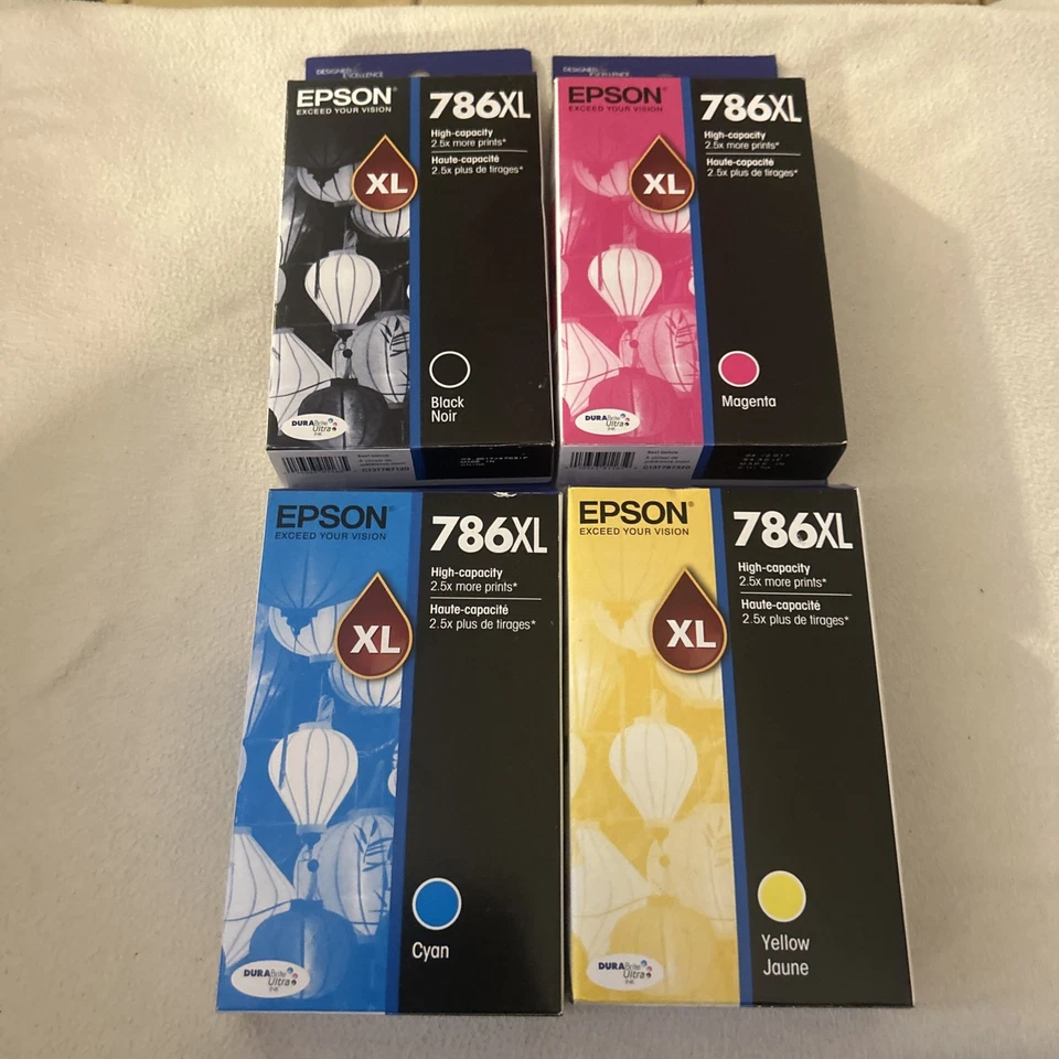 4-PACK EPSON GENUINE 786XL BLACK & COLOR INK WORKFORCE WF-4630 - Image 1 of 4