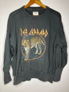 Abercrombie Fitch Sweatshirt Def Leppard Women’s Small Gray Oversized - Picture 1 of 7